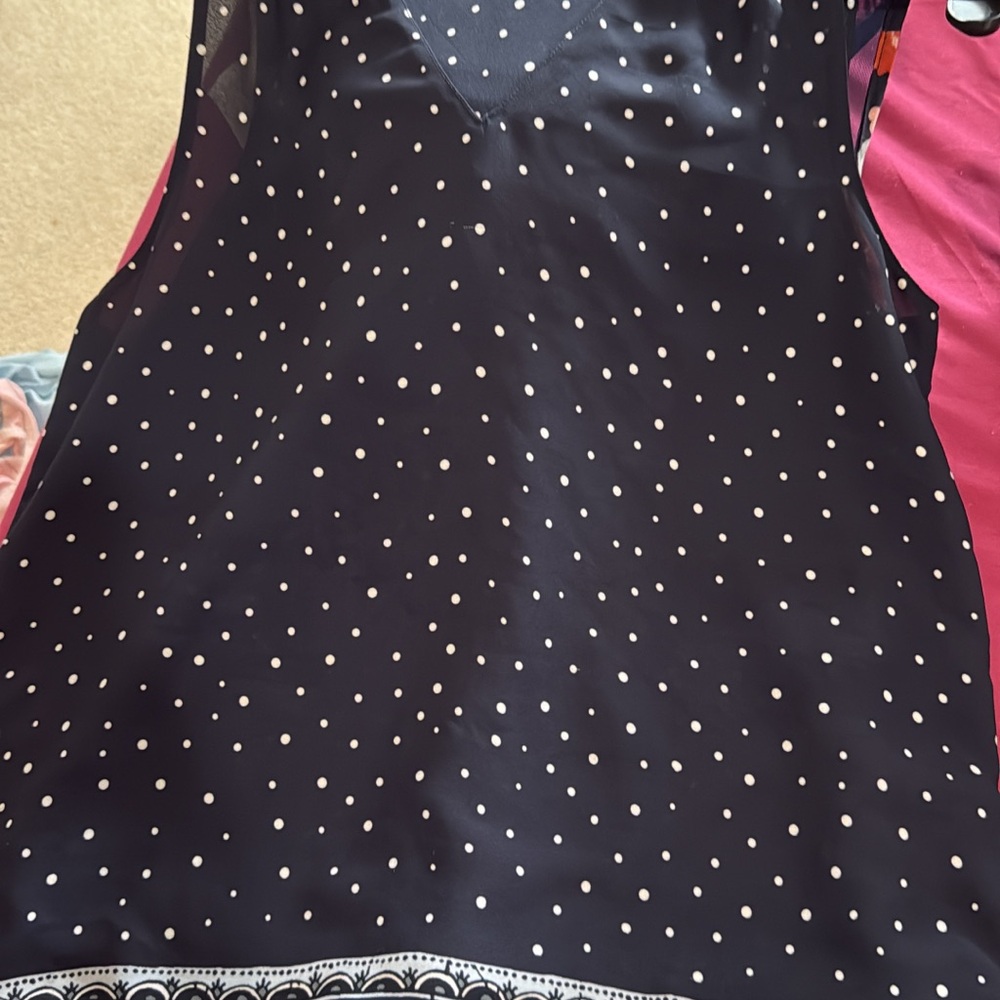 LOFT Navy Polka Dot Blouse